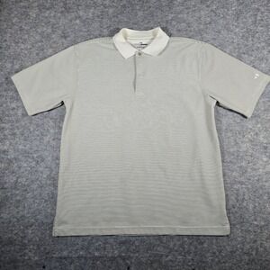 Grand Slam Mens White Striped Performance Golf Polo Shirt L